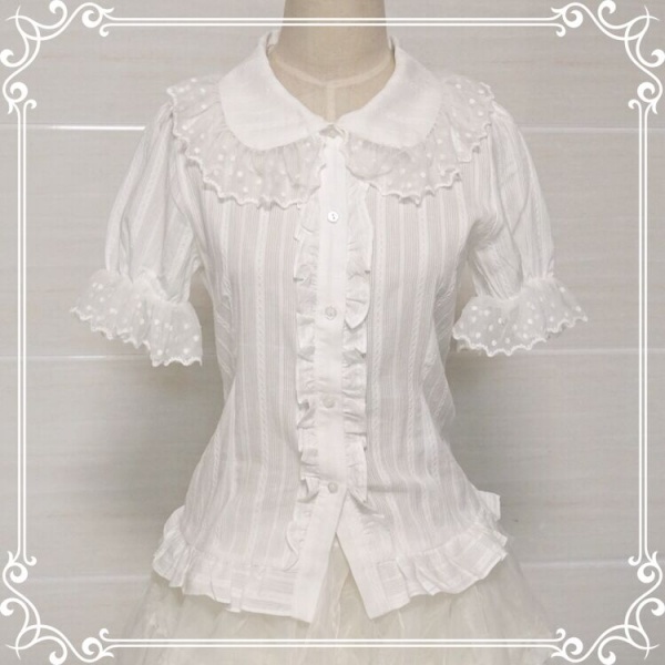 Peter Pan Collar Lace Hemline Shirt